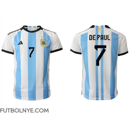Camiseta Argentina Rodrigo de Paul #7 Primera Equipación Mundial 2022 manga corta